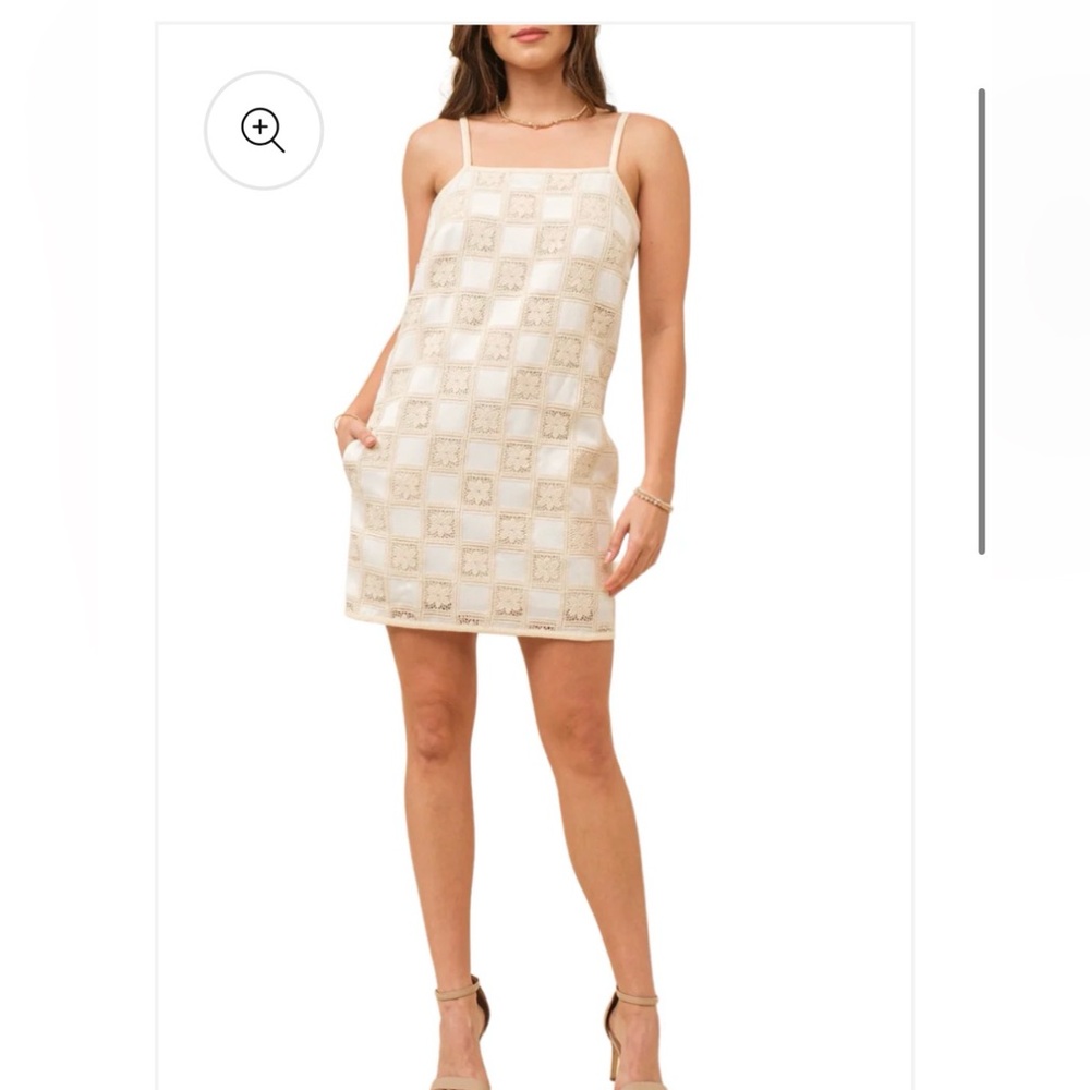 Just Me Cream Crochet Dress